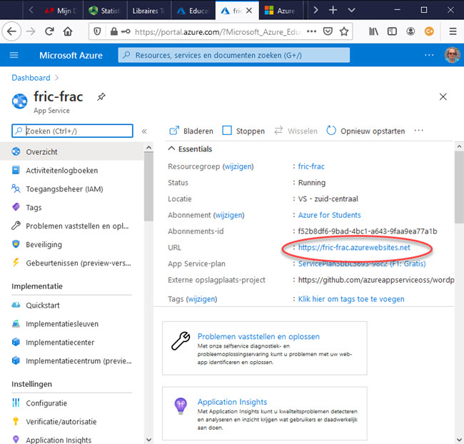 Azure Fric-frac App Service Control Panel